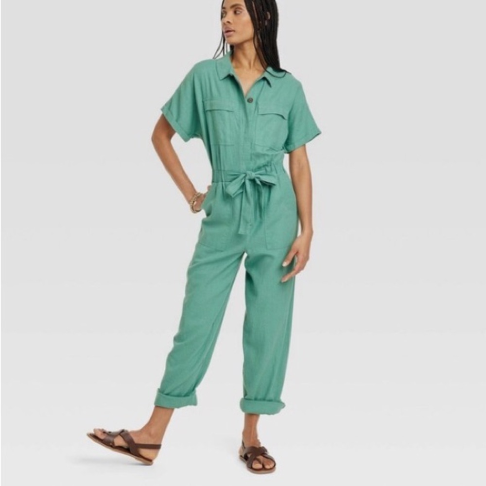 NWT Teal Short Sleeve Jumpsuit
